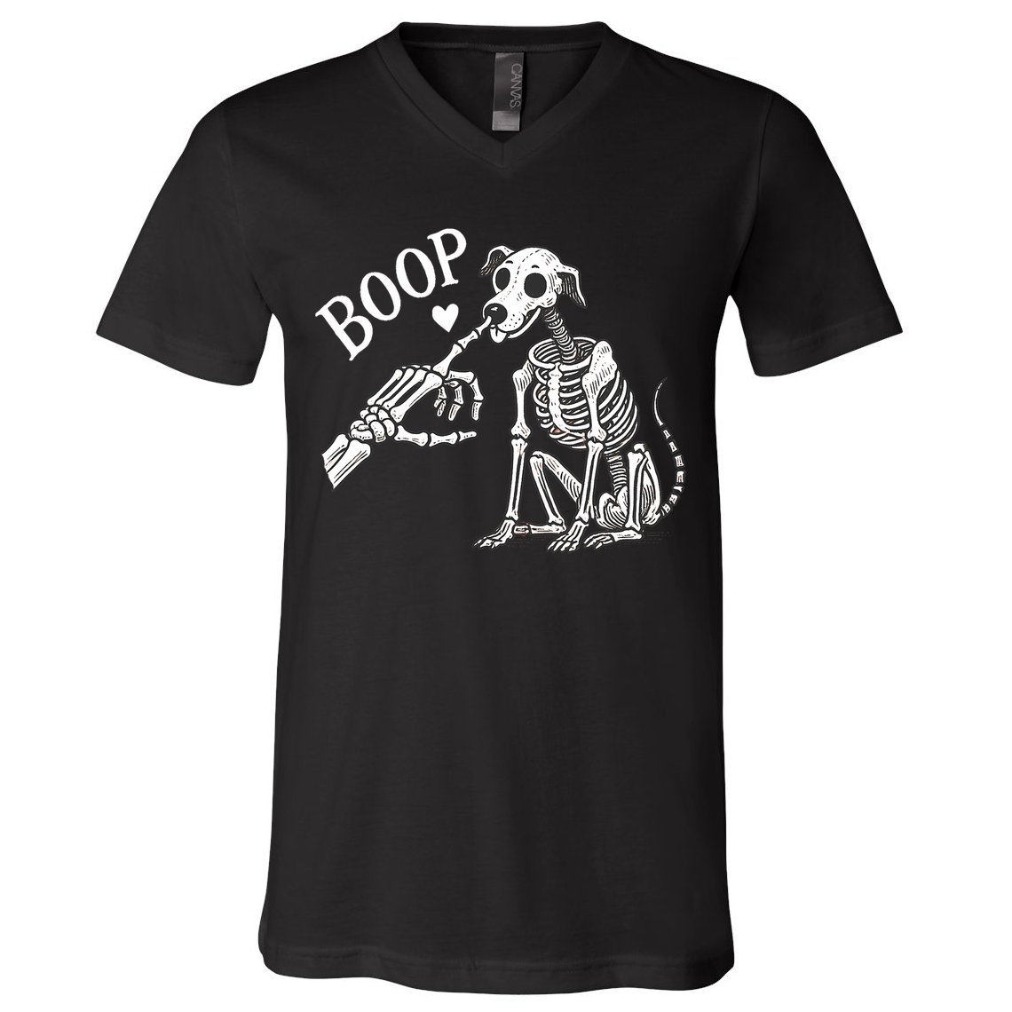 Boop Hand Skeleton And Dog V-Neck T-Shirt