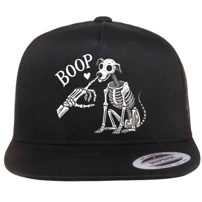 Boop Hand Skeleton And Dog Flat Bill Trucker Hat