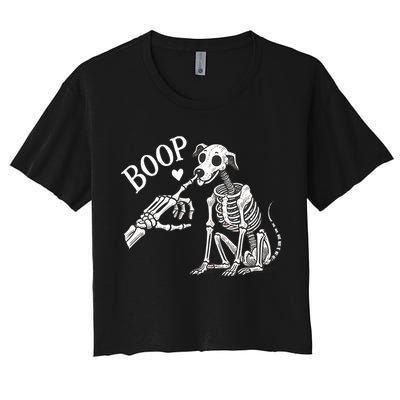 Boop Hand Skeleton And Dog Women's Crop Top Tee