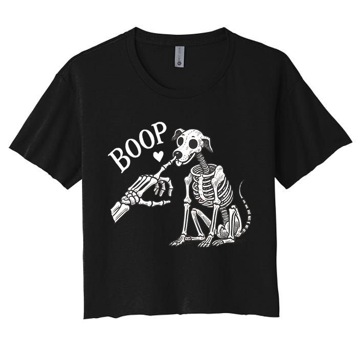 Boop Hand Skeleton And Dog Women's Crop Top Tee