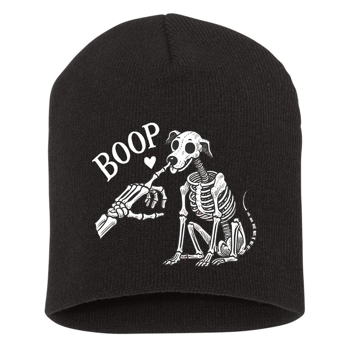 Boop Hand Skeleton And Dog Short Acrylic Beanie
