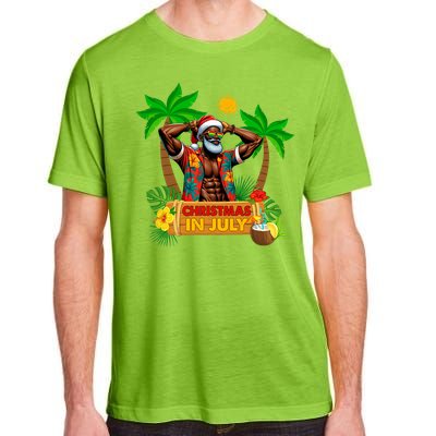 Black Hawaiian Santa Sunglasses Christmas In July Summer Adult ChromaSoft Performance T-Shirt