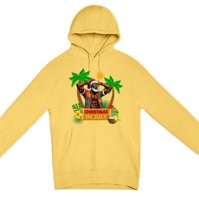 Black Hawaiian Santa Sunglasses Christmas In July Summer Premium Pullover Hoodie