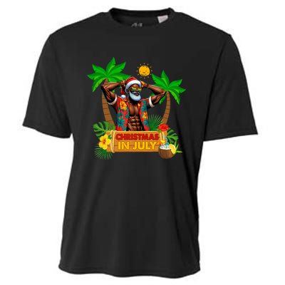 Black Hawaiian Santa Sunglasses Christmas In July Summer Cooling Performance Crew T-Shirt