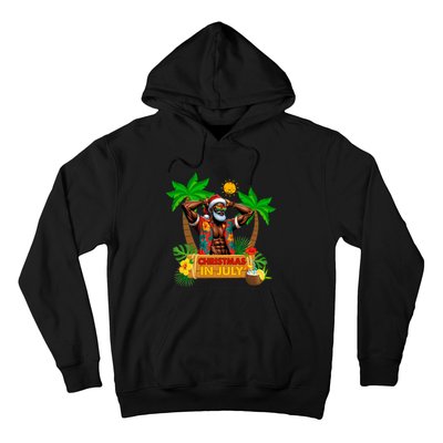 Black Hawaiian Santa Sunglasses Christmas In July Summer Hoodie