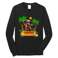 Black Hawaiian Santa Sunglasses Christmas In July Summer Long Sleeve Shirt