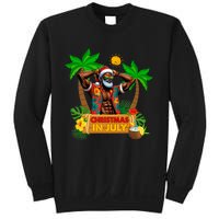 Black Hawaiian Santa Sunglasses Christmas In July Summer Sweatshirt