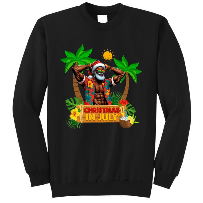 Black Hawaiian Santa Sunglasses Christmas In July Summer Sweatshirt