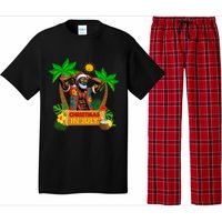 Black Hawaiian Santa Sunglasses Christmas In July Summer Pajama Set