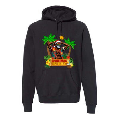 Black Hawaiian Santa Sunglasses Christmas In July Summer Premium Hoodie