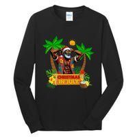 Black Hawaiian Santa Sunglasses Christmas In July Summer Tall Long Sleeve T-Shirt