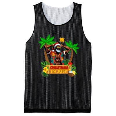 Black Hawaiian Santa Sunglasses Christmas In July Summer Mesh Reversible Basketball Jersey Tank