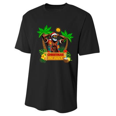 Black Hawaiian Santa Sunglasses Christmas In July Summer Performance Sprint T-Shirt