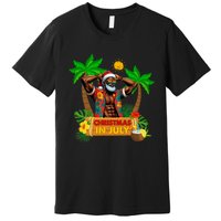 Black Hawaiian Santa Sunglasses Christmas In July Summer Premium T-Shirt