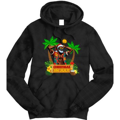 Black Hawaiian Santa Sunglasses Christmas In July Summer Tie Dye Hoodie