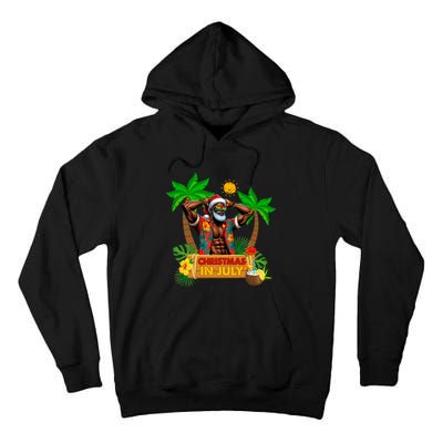 Black Hawaiian Santa Sunglasses Christmas In July Summer Tall Hoodie