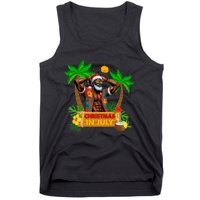 Black Hawaiian Santa Sunglasses Christmas In July Summer Tank Top