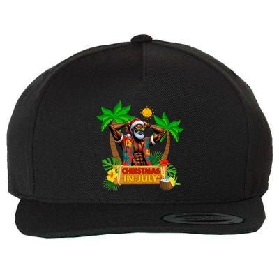 Black Hawaiian Santa Sunglasses Christmas In July Summer Wool Snapback Cap