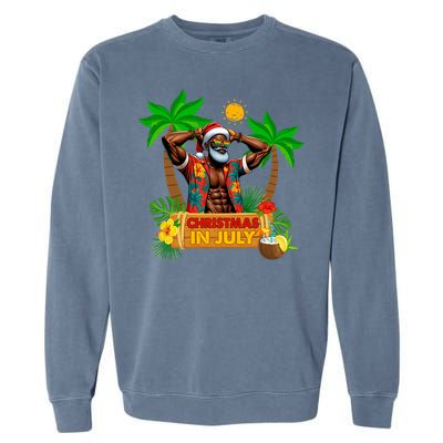 Black Hawaiian Santa Sunglasses Christmas In July Summer Garment-Dyed Sweatshirt