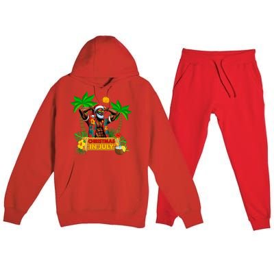 Black Hawaiian Santa Sunglasses Christmas In July Summer Premium Hooded Sweatsuit Set