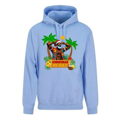 Black Hawaiian Santa Sunglasses Christmas In July Summer Unisex Surf Hoodie