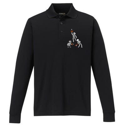 Baseball Halloween Skeletons Hitter Catcher Boy Performance Long Sleeve Polo