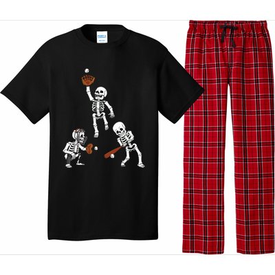 Baseball Halloween Skeletons Hitter Catcher Boy Pajama Set