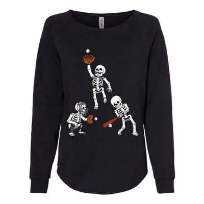 Baseball Halloween Skeletons Hitter Catcher Boy Womens California Wash Sweatshirt