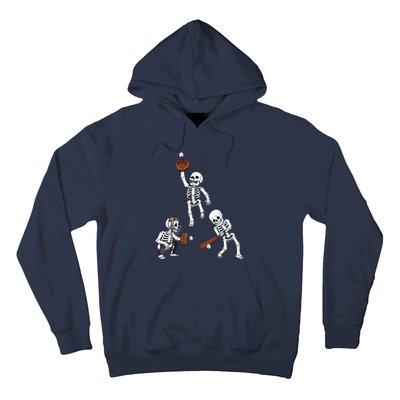 Baseball Halloween Skeletons Hitter Catcher Boy Hoodie