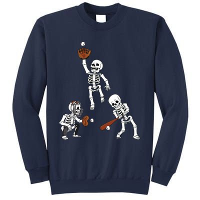 Baseball Halloween Skeletons Hitter Catcher Boy Sweatshirt