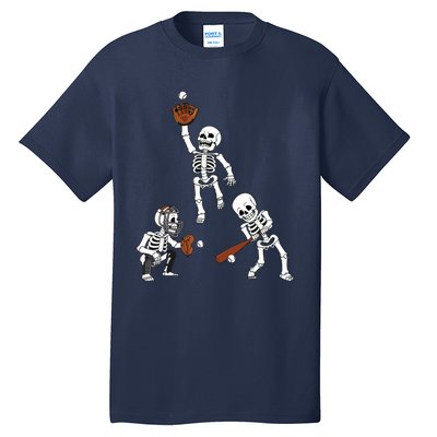 Baseball Halloween Skeletons Hitter Catcher Boy Tall T-Shirt