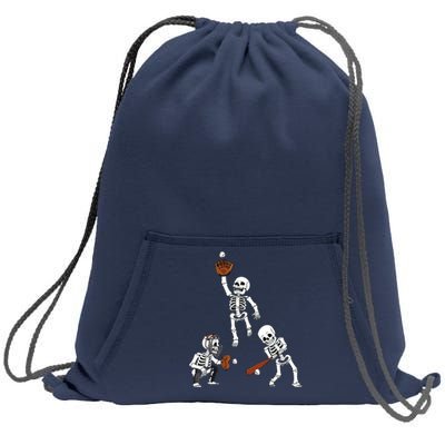 Baseball Halloween Skeletons Hitter Catcher Boy Sweatshirt Cinch Pack Bag