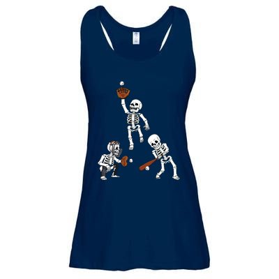 Baseball Halloween Skeletons Hitter Catcher Boy Ladies Essential Flowy Tank