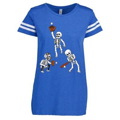 Baseball Halloween Skeletons Hitter Catcher Boy Enza Ladies Jersey Football T-Shirt