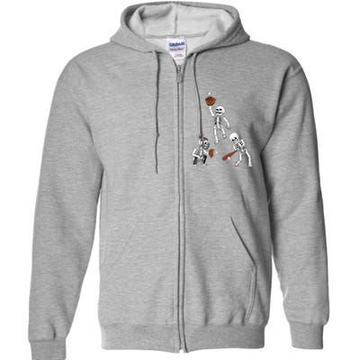 Baseball Halloween Skeletons Hitter Catcher Boy Full Zip Hoodie