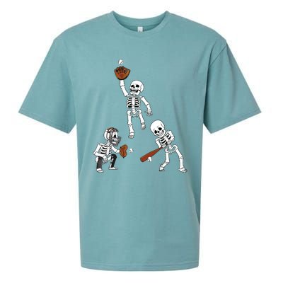 Baseball Halloween Skeletons Hitter Catcher Boy Sueded Cloud Jersey T-Shirt