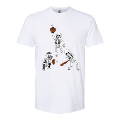 Baseball Halloween Skeletons Hitter Catcher Boy Softstyle® CVC T-Shirt