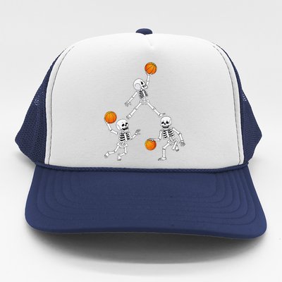 Basketball Halloween Skeleton Dunking Dribblen Trucker Hat