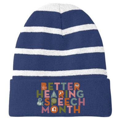 Better Hearing & Speech Month Proud Speech Pathologist SLP Striped Beanie with Solid Band