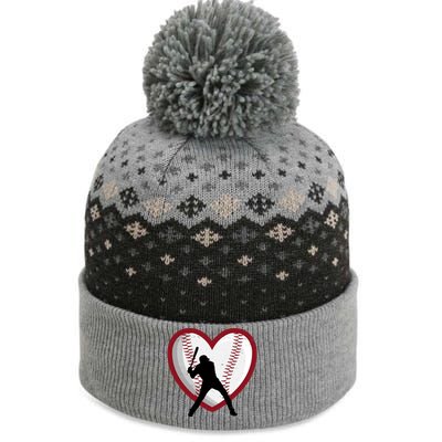 Baseball Heart Sport Lover The Baniff Cuffed Pom Beanie