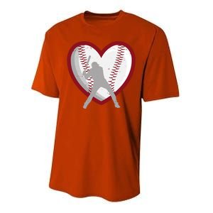 Baseball Heart Sport Lover Performance Sprint T-Shirt