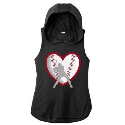 Baseball Heart Sport Lover Ladies PosiCharge Tri-Blend Wicking Draft Hoodie Tank