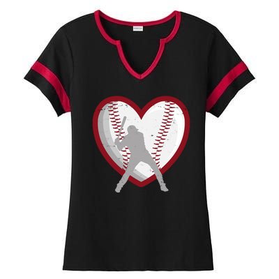 Baseball Heart Sport Lover Ladies Halftime Notch Neck Tee