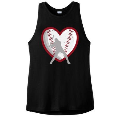 Baseball Heart Sport Lover Ladies PosiCharge Tri-Blend Wicking Tank