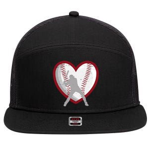 Baseball Heart Sport Lover 7 Panel Mesh Trucker Snapback Hat