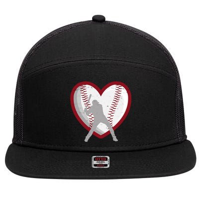 Baseball Heart Sport Lover 7 Panel Mesh Trucker Snapback Hat