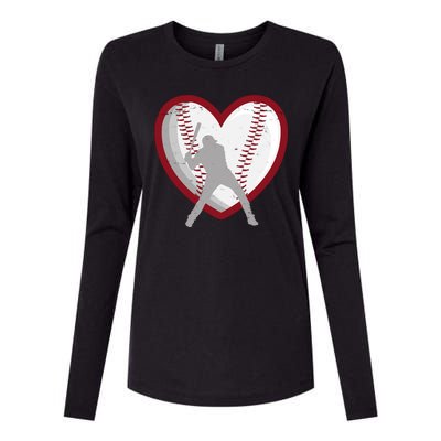 Baseball Heart Sport Lover Womens Cotton Relaxed Long Sleeve T-Shirt