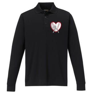 Baseball Heart Sport Lover Performance Long Sleeve Polo