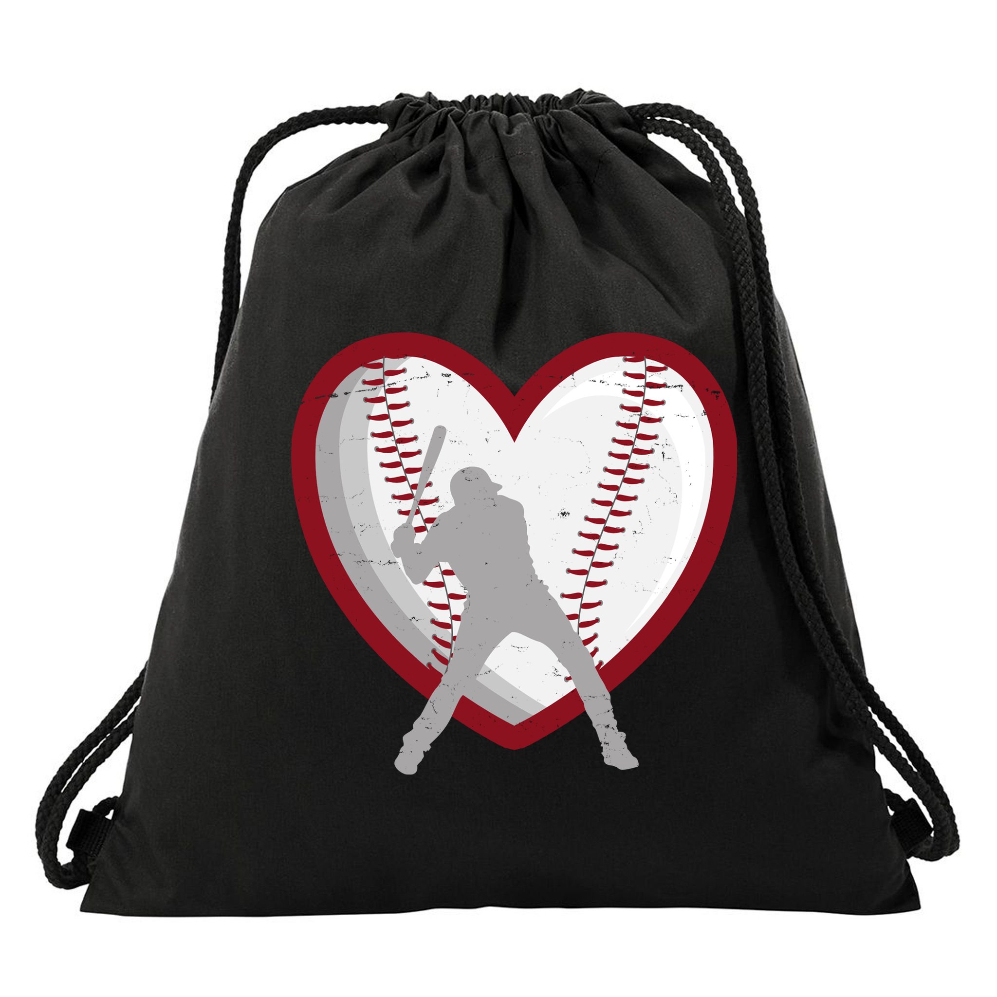 Baseball Heart Sport Lover Drawstring Bag