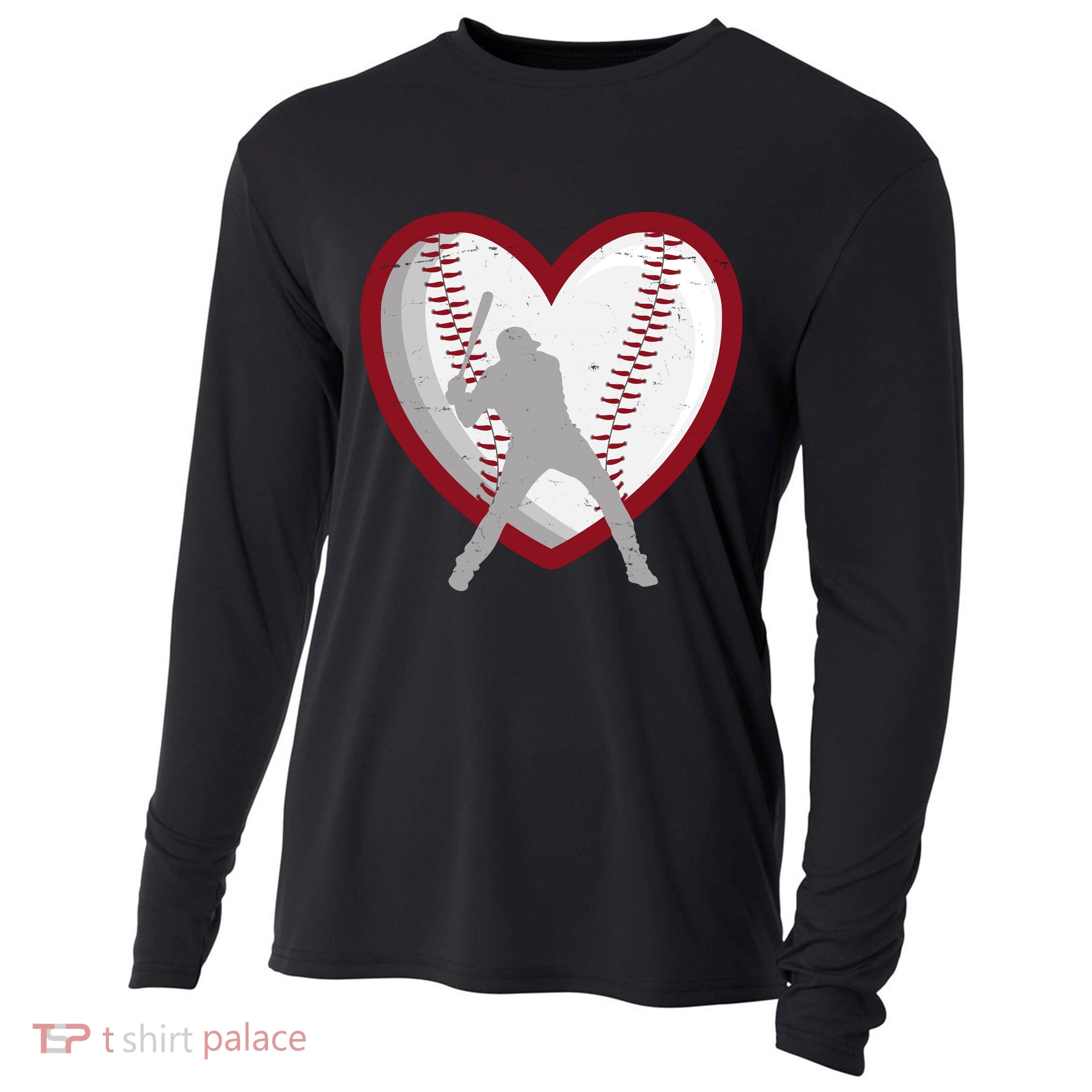 Baseball Heart Sport Lover Cooling Performance Long Sleeve Crew